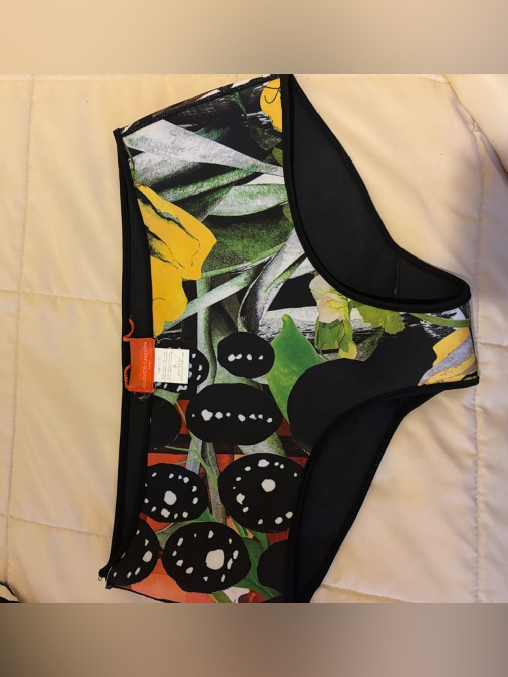 Clover Canyon Kids Floral Print Swim Bottoms - Black, Yellow & Green